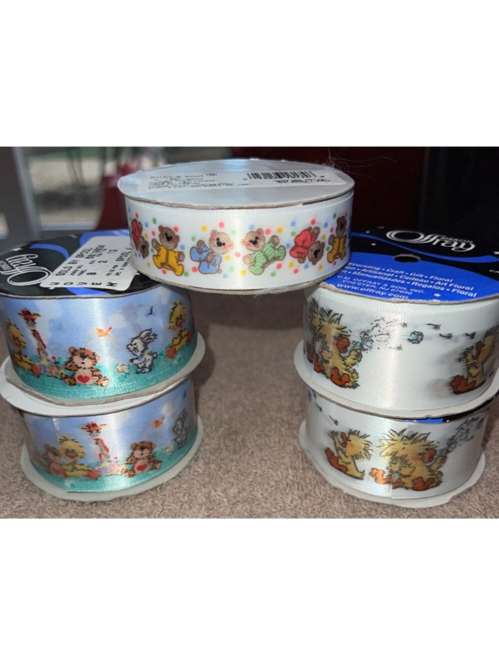 Suzys Zoo Decorative Ribbons Baby Animal Designs 10 Ft Each USA Made Crafting - Picture 8 of 9
